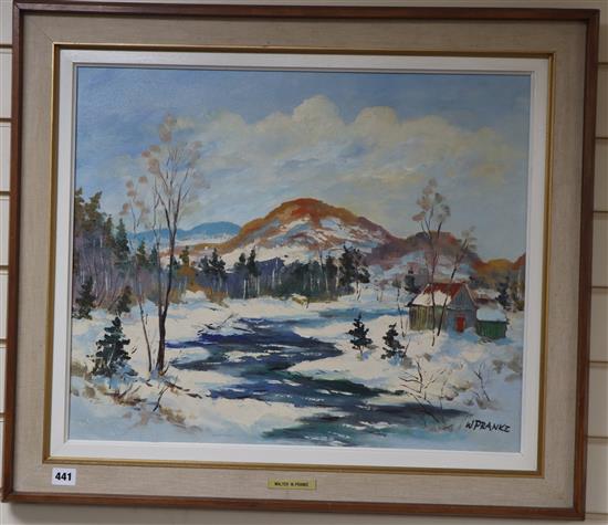 Walter Pranke, oil on canvas, Quebec, Winter 1973, signed, 50 x 60cm